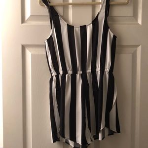 MINKPINK Black and White Striped Romper